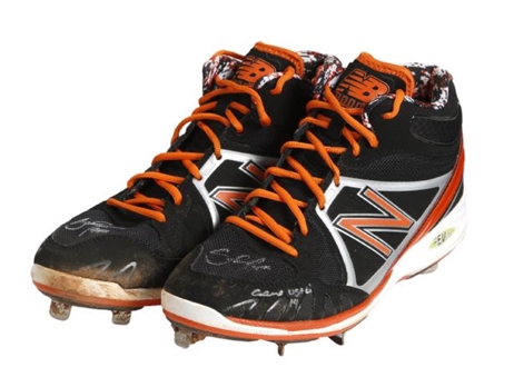 Pablo Sandoval Game Worn and Signed New Balance Cleats (MLB Authenticated)